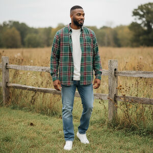 Vintage Polo Sport Ralph Lauren XL Plaid Flannel Shirt Green Blue Cotton USA Fla